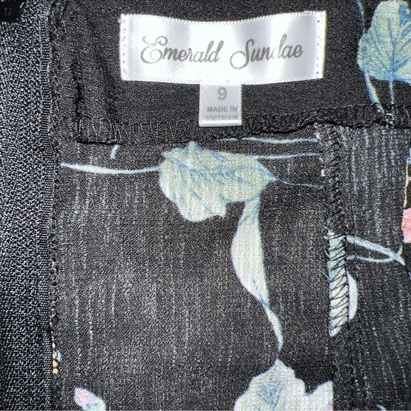 Emerald Sundae Black Floral Maxi Skirt Back Zip Sz 9 Long 44” Waist To Hem - Picture 6 of 6